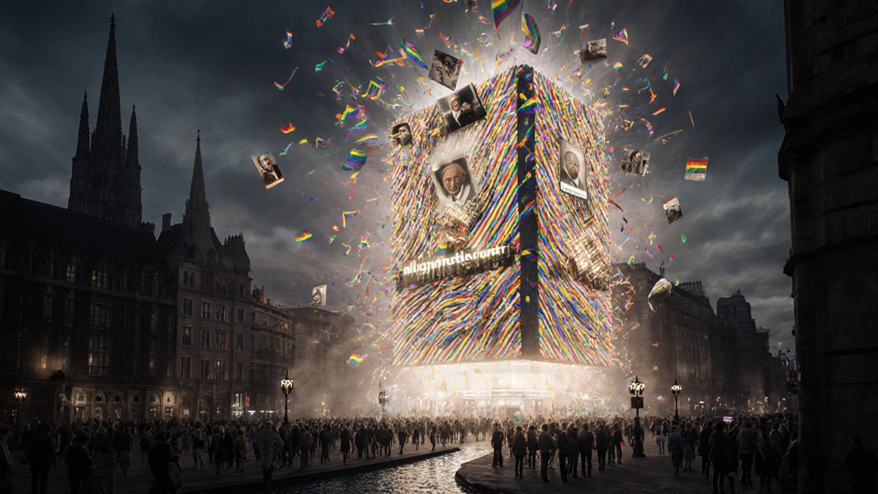 Heaven Nightclub as a glowing cultural monument rising from railway arches, woven with music and queer history.