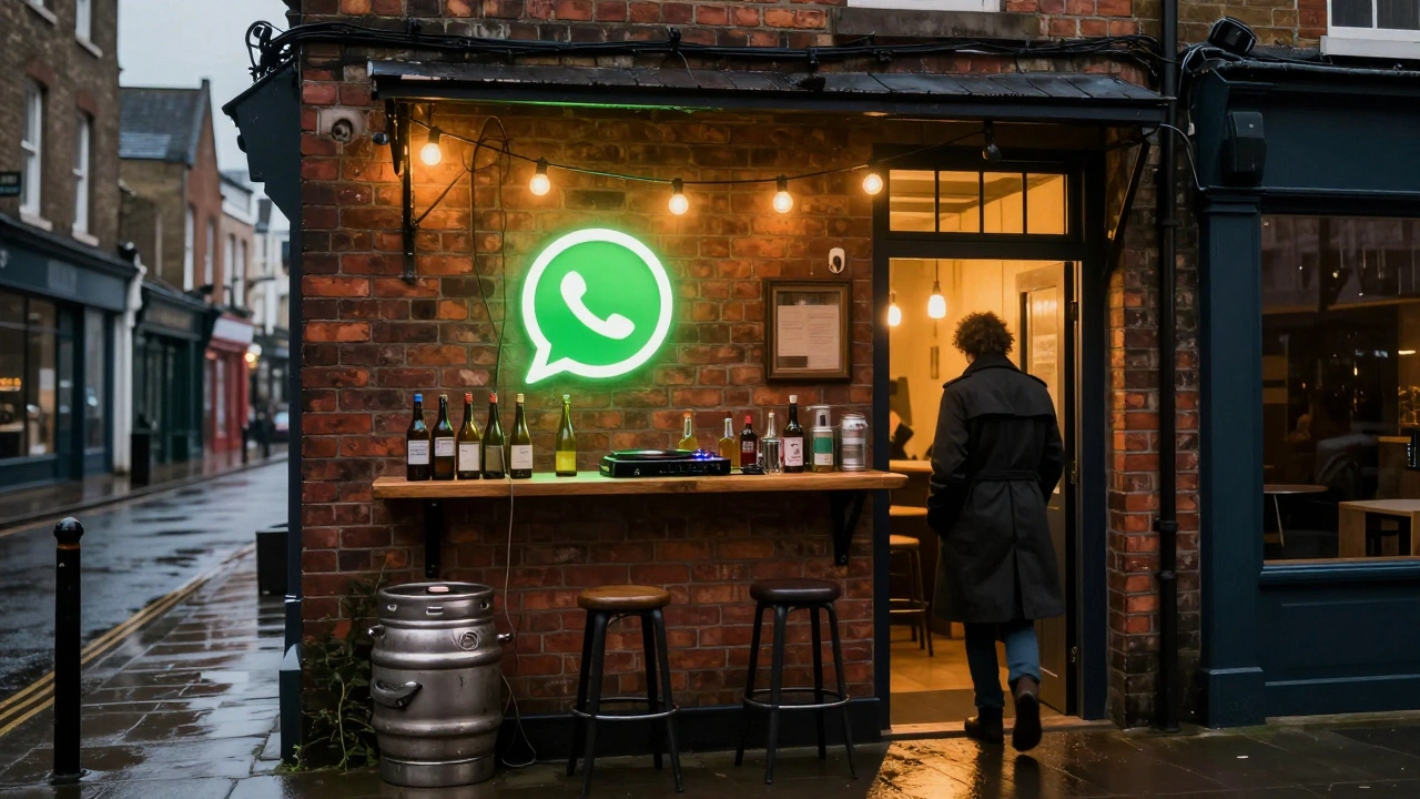 Verborgen pop-upclub in Peckham, verlicht door een WhatsApp-scherm en stringlights.