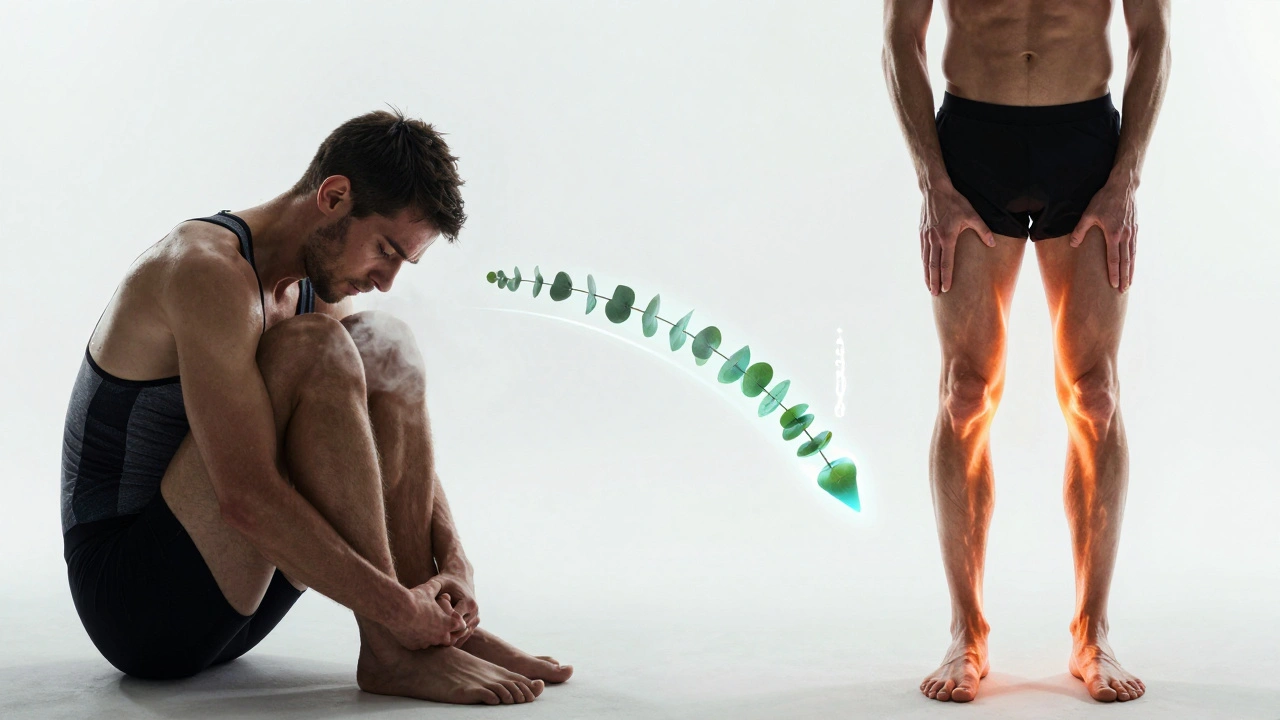 Vergelijking van uitgeputte atleet vóór en herstelde atleet na sportmassage.