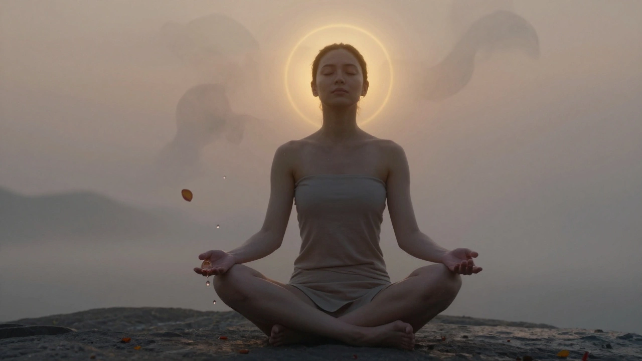 Na de massage straalt licht uit het hoofd, symboliserend innerlijke bevrijding.