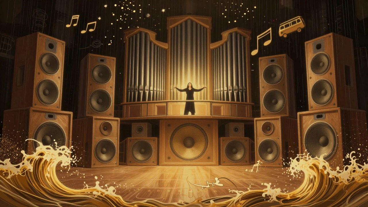 A person in quiet zone with eyes closed, surrounded by visualized sound waves of past music memories.