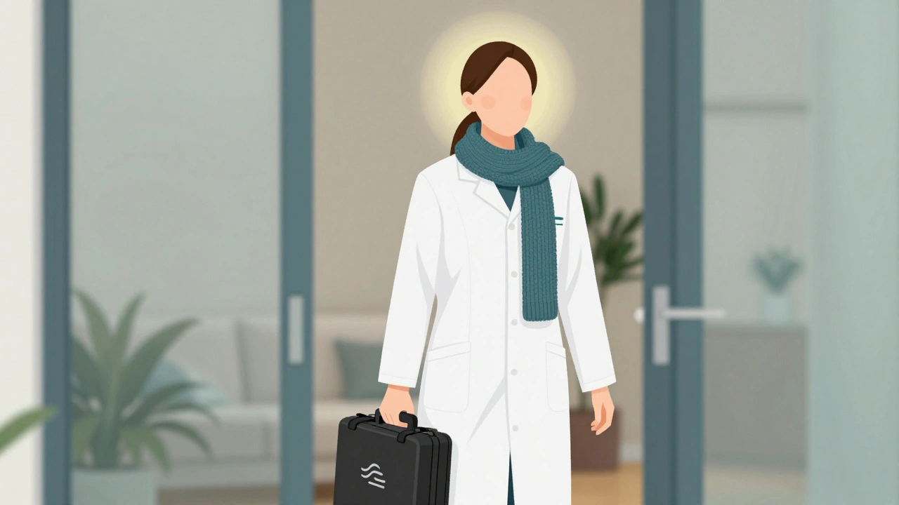 Gecertificeerde professional bij moderne flatdeur