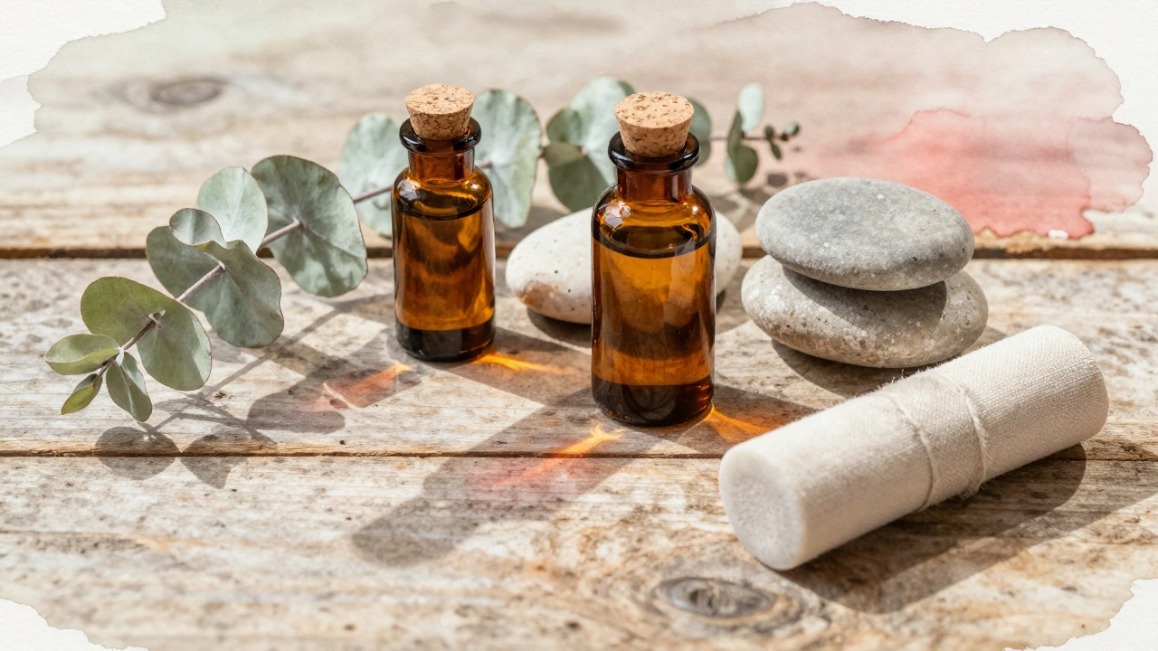 Natuurlijke wellness-materialen op houten oppervlak